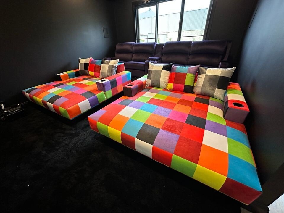 Dream coat daybed 2200mm x 1800mm Floating base - chequered - Leisure Lounges