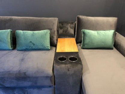 Larkham Double Chaise Lounge With Two Tassie Oak Consoles - Leisure Lounges