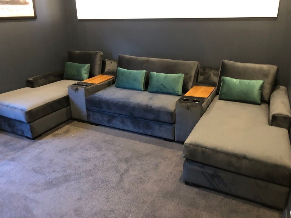 Larkham Double Chaise Lounge With Two Tassie Oak Consoles - Leisure Lounges