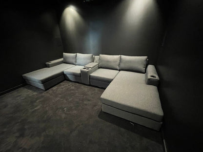 Larkham double chaise lounges with centre console & ottoman - Leisure Lounges