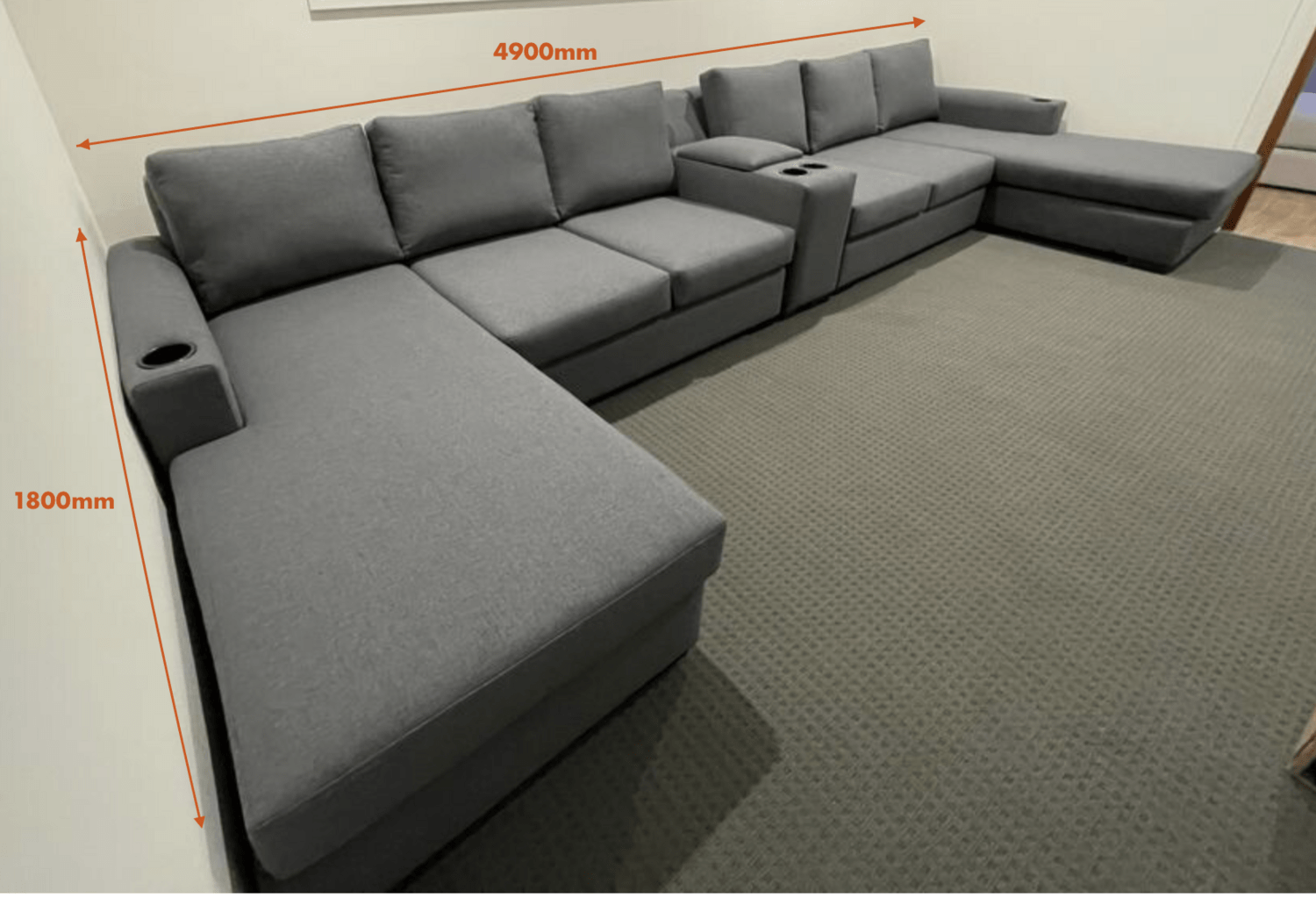 Larkham Large Dual chaise with centre console - Leisure Lounges