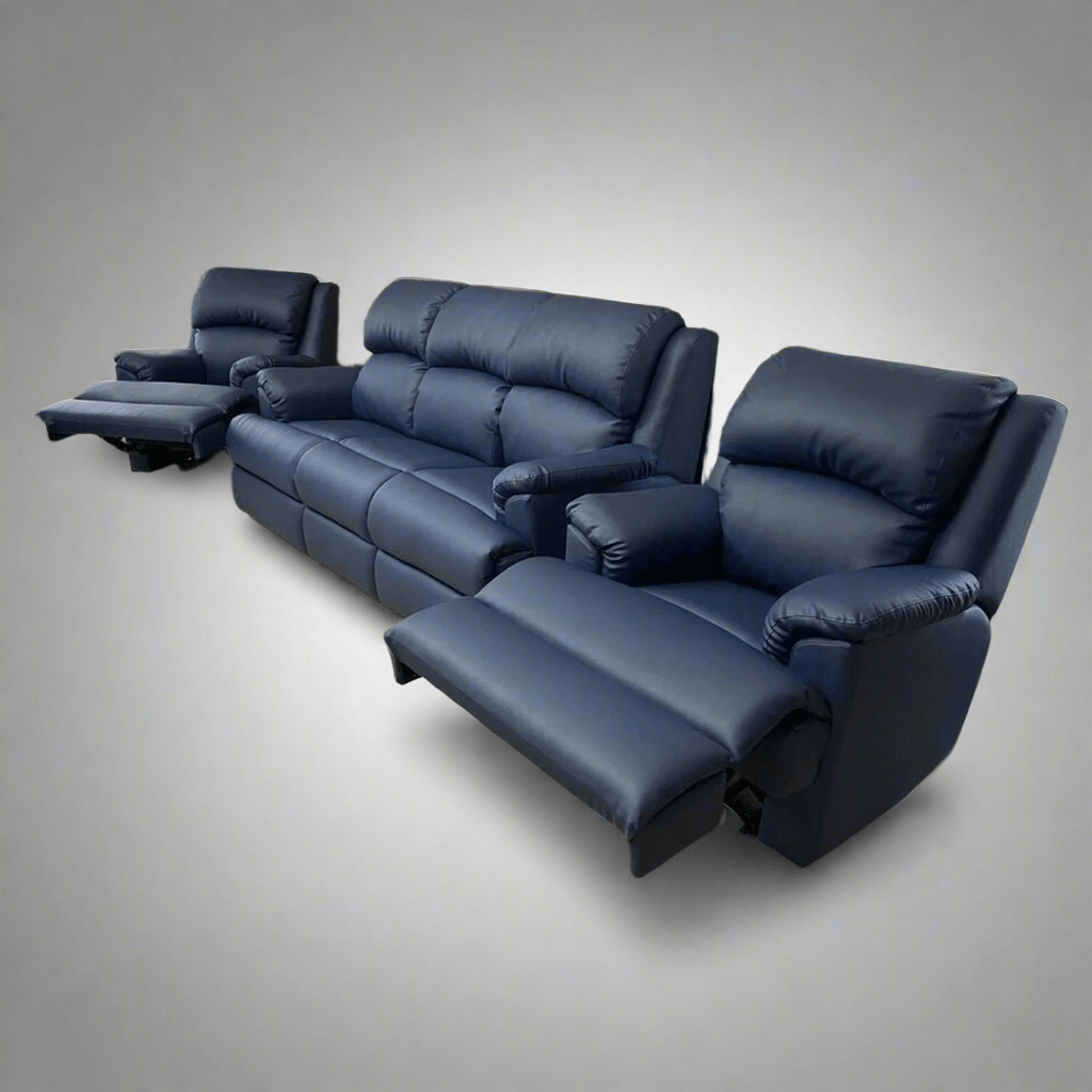 LIMA 3 SEATER + MANUAL RECLINER + MANUAL RECLINER IN LEATHER - Leisure Lounges